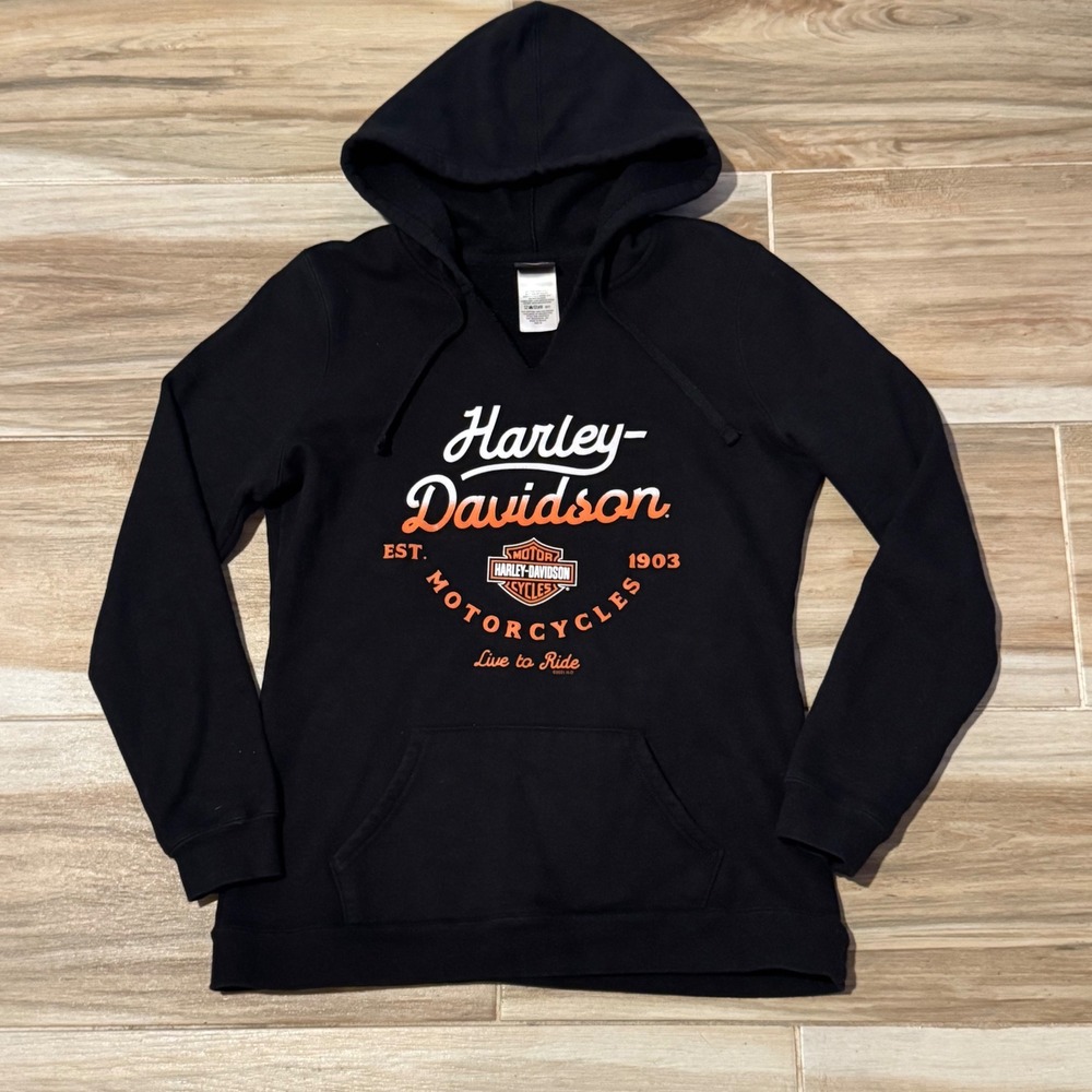 Harley-Davidson Gruene Texas Graphic Hoodie Black Womens Medium 5M01